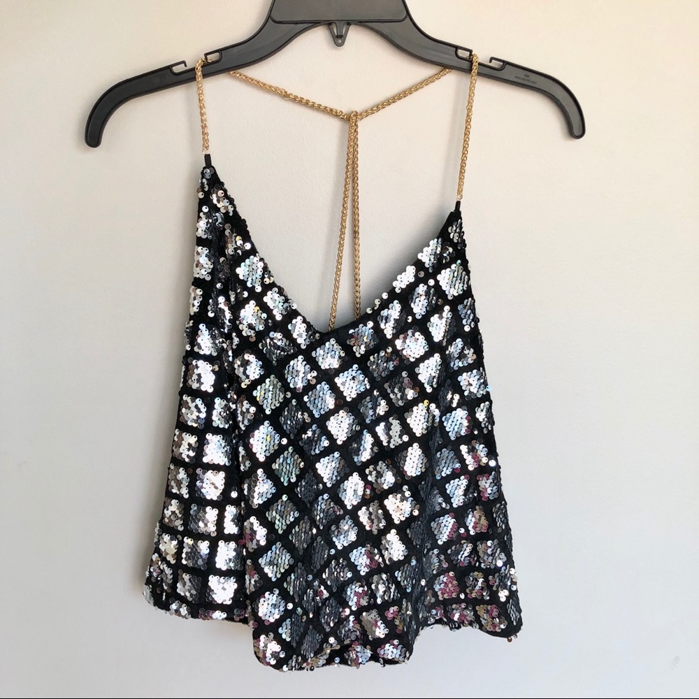 Rave Party Festival Iridescent Sequin Crop Top